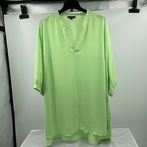 Alfani green v neck puff short sleeve chiffon blouse Size 2x